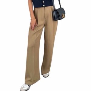 J.Crew Sydney Wide Leg Pants Womens 2 Camel Tan High Rise Stretch Full Length